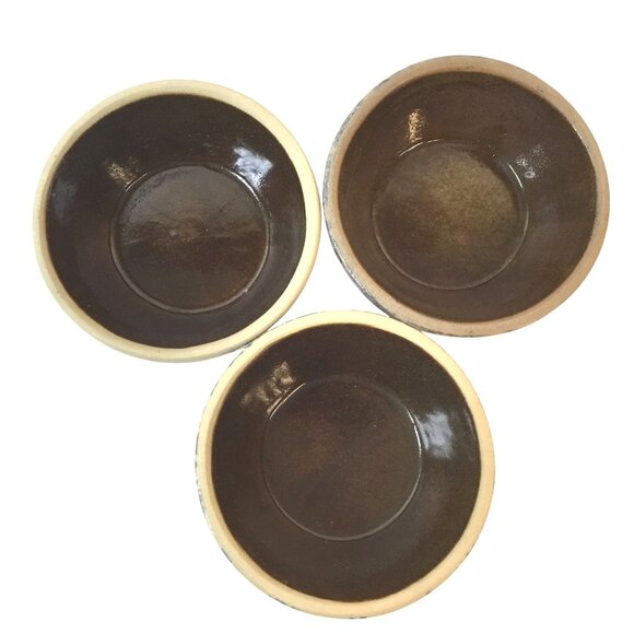 VTG Studio Pottery Plant Tray Bowl 3" Petite Trinket Salt Glaze Blue Heart Set 3 - Picture 3 of 6